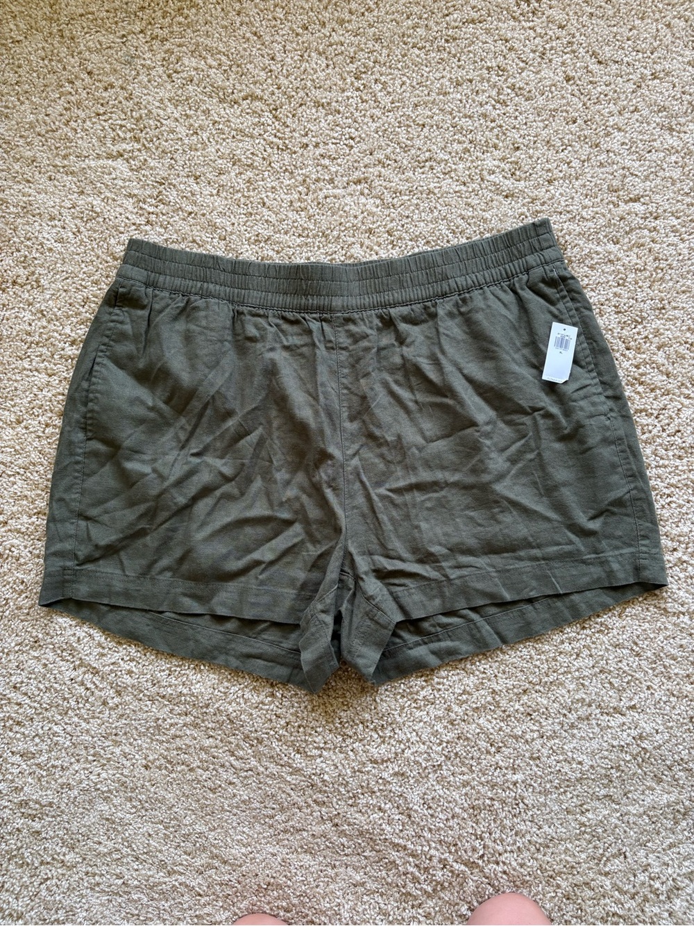 NWT Old Navy Linen Blend Shorts XL Olive Green High Rise Comfort Waistband 3"